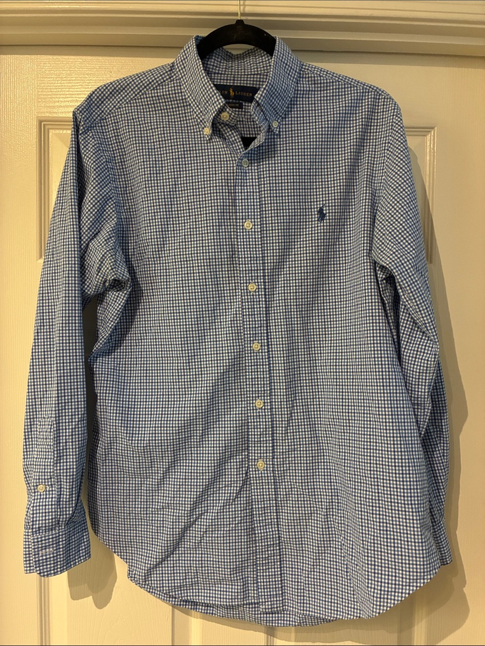 Ralph Lauren Blue Gingham Button-Down Classic Fit Shirt